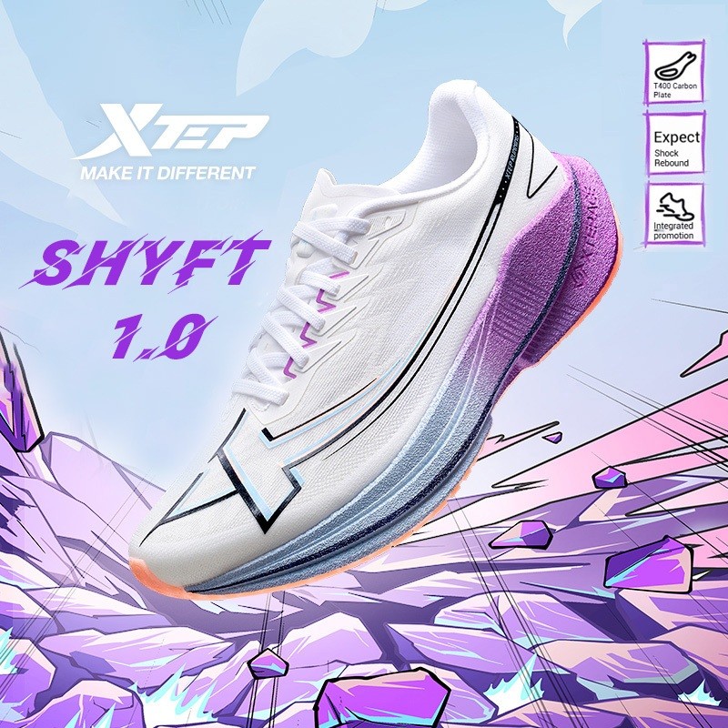 รองเท้าวิ่งใหม่ XTEP Shyft 1.0 สำหรับทั้งผู้ชายและผู้หญิง มีแผ่นคาร์บอน ลดแรงกระแทกด้วยเทคโนโลยีการด