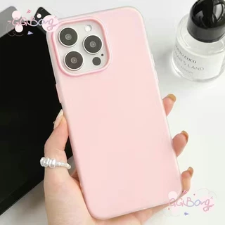 สำหรับ IPhone 16 17 AIR 13 15 12 11 14 Pro Max XR X XS Max 6 7 6s 8 Puls เคส TPU นิ่ม 2in 1สีพื้นแฟชั่นเจลลี่รูปถ่ายใหม่
