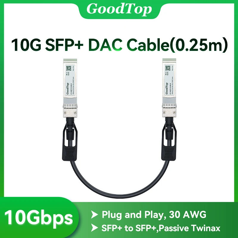 GoodTop 10Gb SFP+ DAC Twinax Cable(0.25m),10G Direct Mount Copper Passive,เข้ากันได้กับ Cisco,MikroT