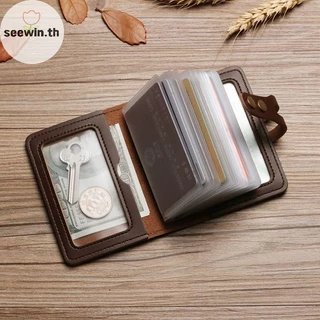 Seewin แฟชั่นหนัง PU ผู้ชาย 30 Bits กรณีนามบัตรผู้ถือบัตรเครดิตหนังสือเดินทางกระเป๋า ID บัตรหนังสือเดินทางกระเป๋าสตางค์ th