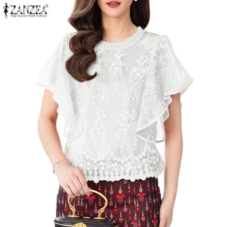 เสื้อพัทเวิร์คสำหรับผู้หญิง สไตล์เกาหลีเรียบหรู ระบายหลังและ…