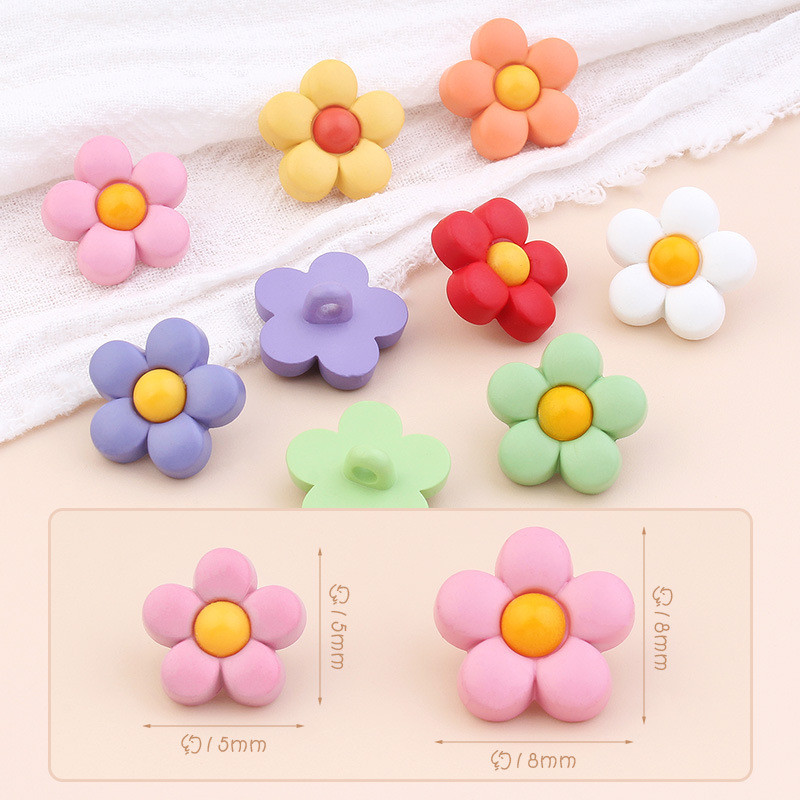 10ชิ้นการ์ตูนน่ารักดอกไม้ตกแต่งปุ่มมือเย็บบาร์งปุ่มกับอุปกรณ์เสื้อผ้าเด็ก