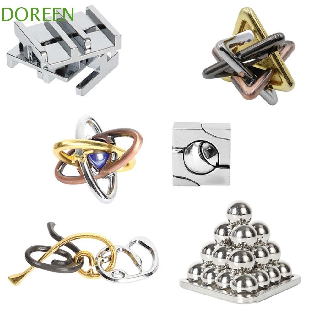 DOREEN Alloy Brain Teaser Puzzle Toys, Brain Teaser Luban Lock ปลดล็อคของเล่น 3D Puzzle, 3D Montessori ของเล่นปลดล็อคโลหะ IQ Luban ล็อคปริศนาของเล่นเด็กและผู้ใหญ่