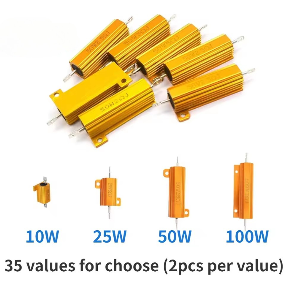 RX24 25W 50W 100W อลูมิเนียมโลหะกรณี Wirewound Gold Resistor 8.2R 9.1R 10R 12R 15R 16R โอห์ม