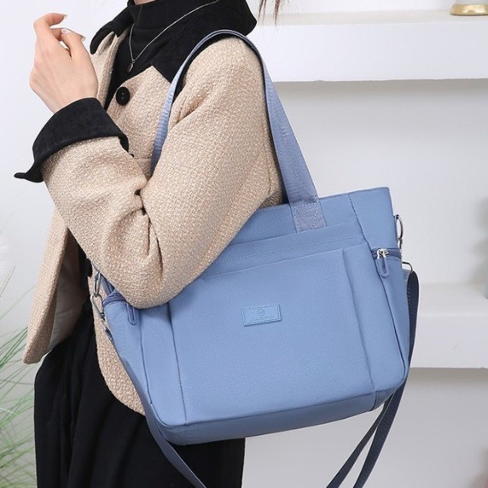 SANAVALA กระเป๋าโท้ต Oxford สำหรับเดินทางและช้อปปิ้ง ทรงสี่เหลี่ยม ความจุมาก สไตล์เกาหลี กระเป๋าสะพายอเนกประสงค์สำหรับผู้หญิง - รูปที่ 7