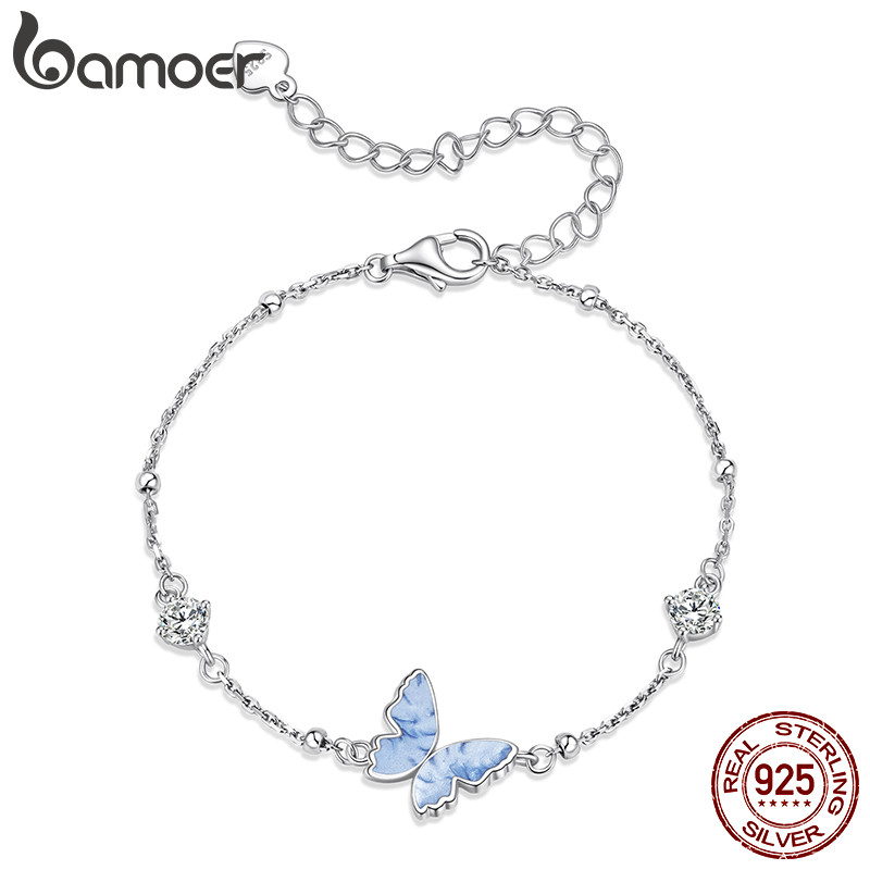 สร้อยข้อมือเงินแท้ 925 แบบผีเสื้อ ไม่ทำให้แพ้ และเป็นของขวัญหรูสำหรับผู้หญิง