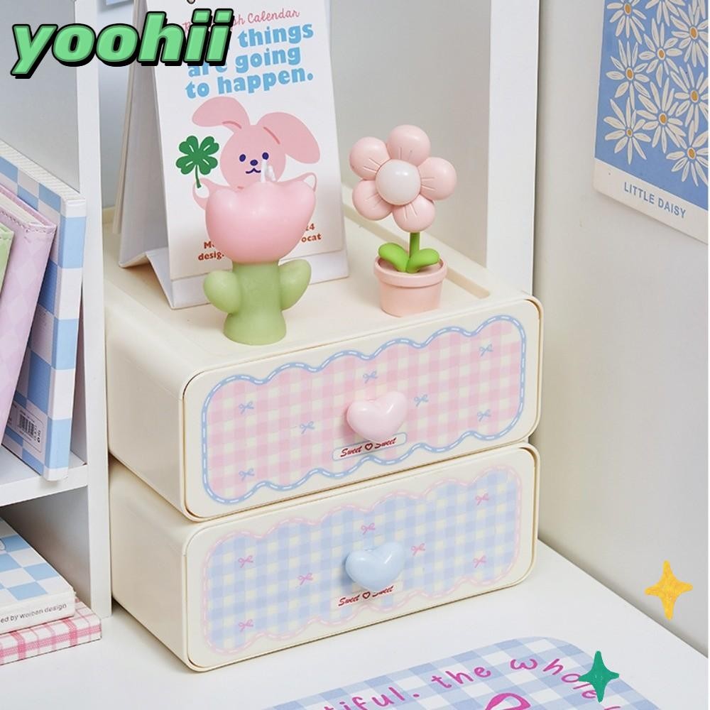 YOOHII กล่องเก็บของตั้งโต๊ะ, ที่เก็บโต๊ะอเนกประสงค์ กล่ององค์กรจิปาถะ, กล่องเครื่องเขียนแบบลิ้นชักหอพักนักเรียน