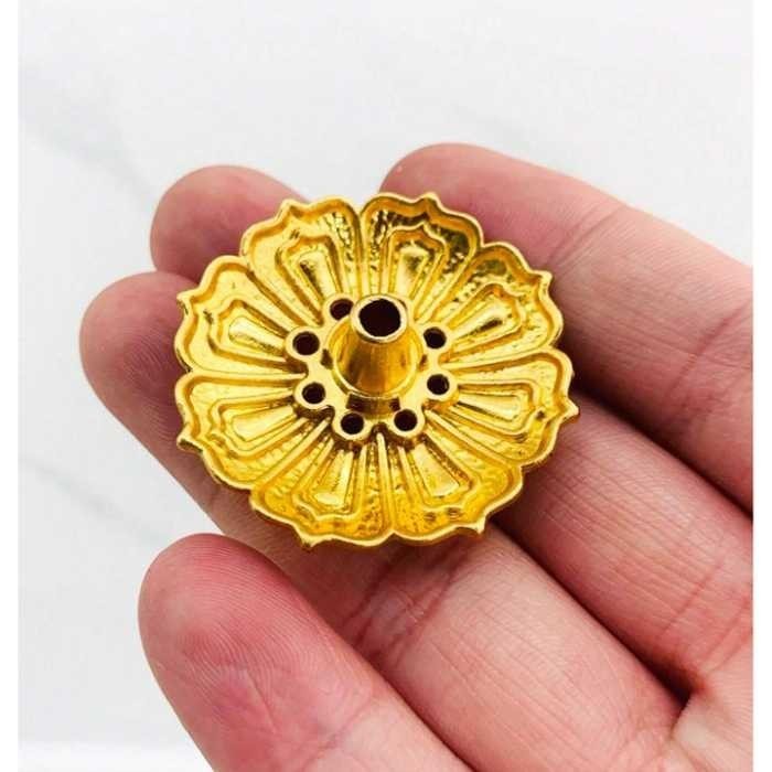 EZSHOPPING XIJIANG ที่วางธูปดอกบัวเดี่ยว 9 หลุมโลหะผสมสังกะสี - XJ-9A| |