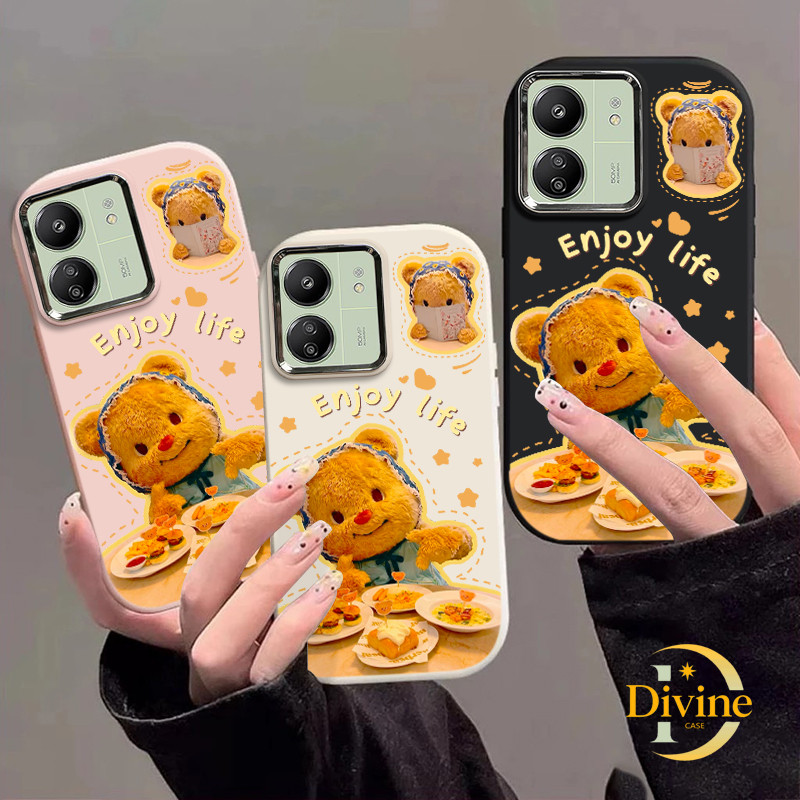 Redmi Bear Casing "Nikmati life" Soft Case Cute Chubby Fashion Case เหมาะสําหรับ Redmi Note 9A 9I 12
