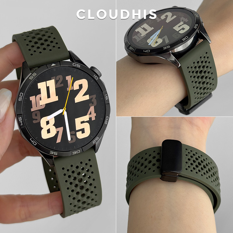 สายรัดข้อมือซิลิโคนขนาด 22 มม. เหมาะสําหรับ Huawei Smart Watch gt5/gt4/GT5pro/gt3 กีฬา Breathable 20 มม.สายคล้องคอแม่เหล็ก watch5/4pro
