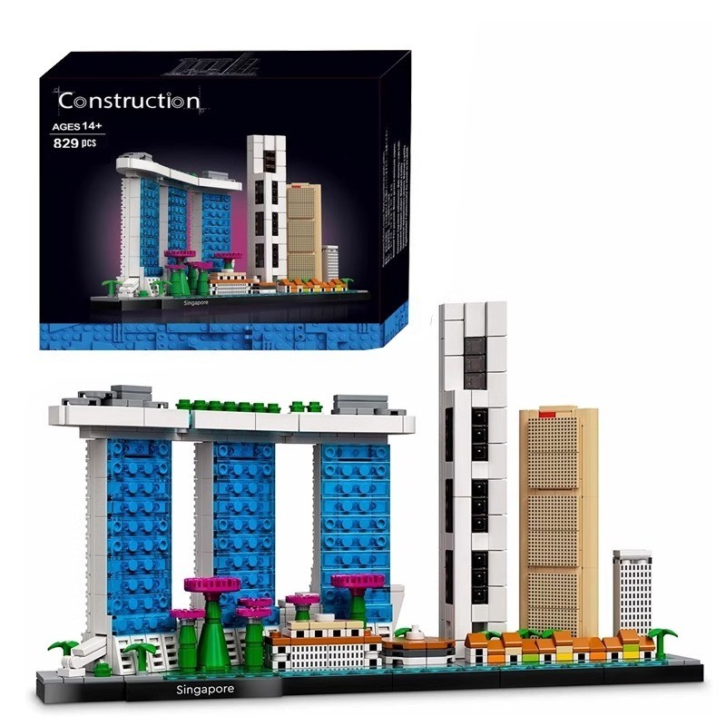 [Landmark Reproduction Magic] อาคารที่เข้ากันได้ 21057 Singapore Skyline World Landmark เด็กประกอบขอ