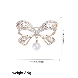 เข็มกลัด Hollow Bow สไตล์ All-Match Headscarf Pin เพชรสูงคุณภาพ ของขวัญพรีเมียม