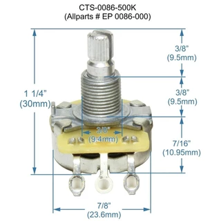 CTS Pot Split Shaft 500KA EP-0086 (Tone/Volume)