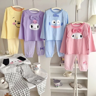 [ผ้าฝ้าย 95% Lycra] ชุดนอนเด็กชุดเด็กผู้หญิง 200g Four Seasons Lycra Loungewear ฤดูใบไม้ผลิฤดูร้อนแขนยาว-0321