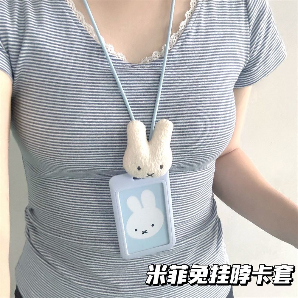 มิฟฟี่ กระต่ายเลื่อนปกใส่บัตร เชือกเส้นเล็กห้อยคอ ป้องกันสูญหาย สําหรับนักเรียนวิทยาเขต บัตรรถบัส