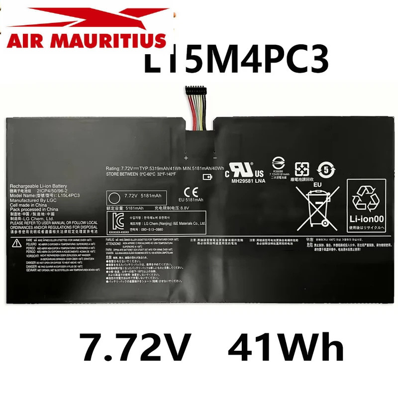 l15l4pc3 7.72V 41wh แบตเตอรี่แล็ปท็อปสำหรับ Lenovo IdeaPad MIIX 720-12ikb 5 Pro 5b10l72502 l15m4pc3