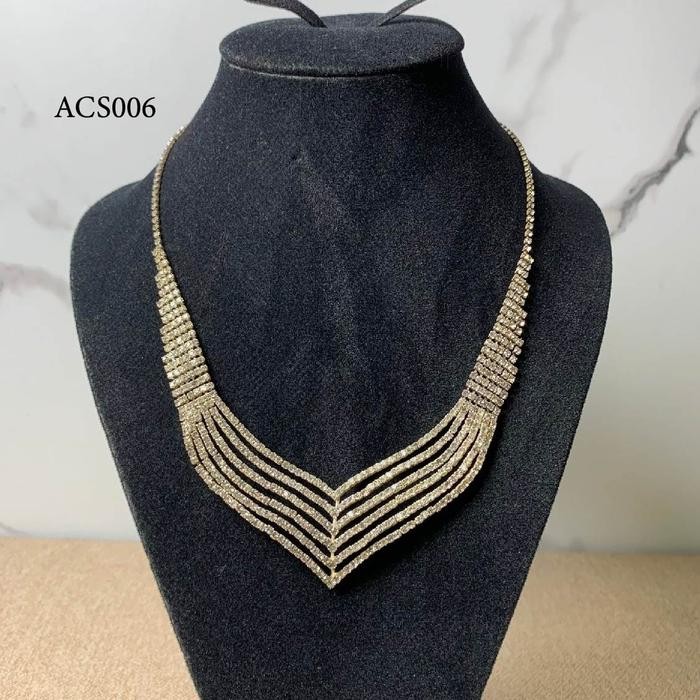 สร้อยคอปาร์ตี้สีเงินพรีเมี่ยมลายมุกทันสมัย ACS006