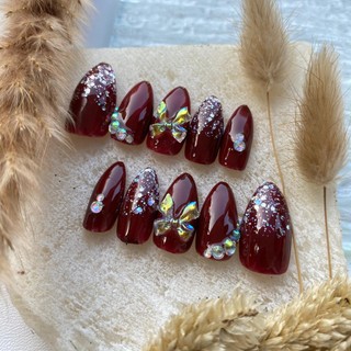 [A4 MAROON] Nail art kuku palsu + lem| Kuku palsu nail art| Kuku palsu + lem| Kuku palsu nail art + lem| Press on nails warna maroon| Fake nails| Nail art pendek wedding pengantin best seller terbaru ukuran xs s m l cod