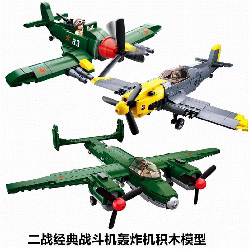 World War II รัสเซีย Old-fashioned Strike เครื่องบินเยอรมนี BF109 Fighter รัสเซีย Tu 2 Bomber Buildi