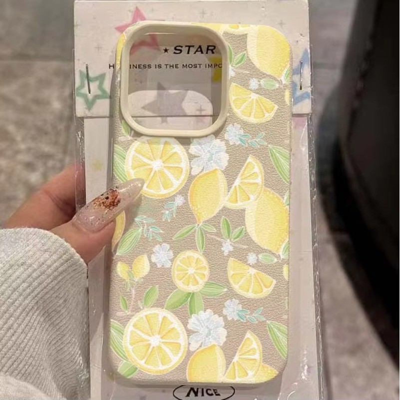 SAMSUNG สําหรับSamsung S24 S25 Ultra S23 FE S23 S22 S21 Plus A35 A52 A55 A34 A15 A54 A16 สีเหลืองมะนาวSlice Licheyรูปแบบซิลิโคนนุ่มTPUกันกระแทก