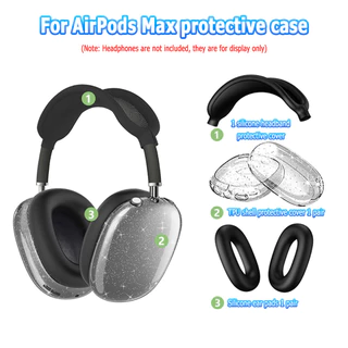 for เคส AirPods Max 1/2 for Apple Airpods Max เคสซิลิโคนกันรอยหูฟัง TPU โปร่งใสแฟลชป้องกันกรณีสีทึบปกอ่อนหูฟัง