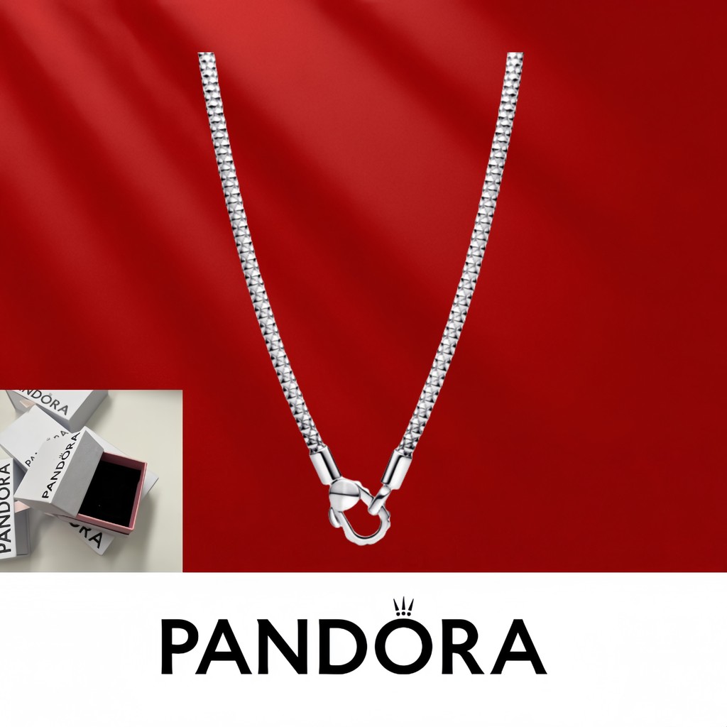 สร้อยคอมุกคล้องบานพับ Pandora เงินแท้ S925 พร้อมกล่องบรรจุภัณฑ์ 393682C00