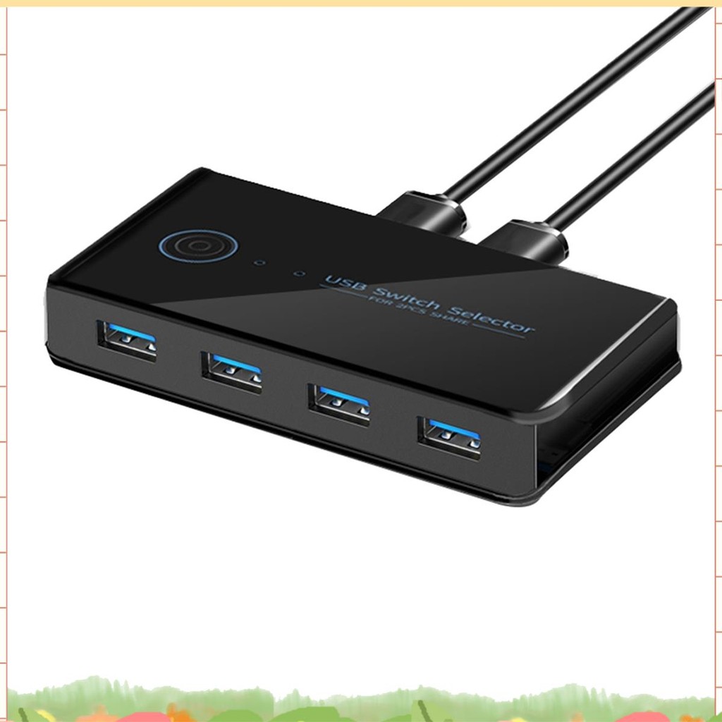 USB KVM Switch USB Shared Switcher 2 in 4 Out สําหรับแล็ปท็อปพีซีคีย์บอร์ดเมาส์เครื่องพิมพ์ USB Swit