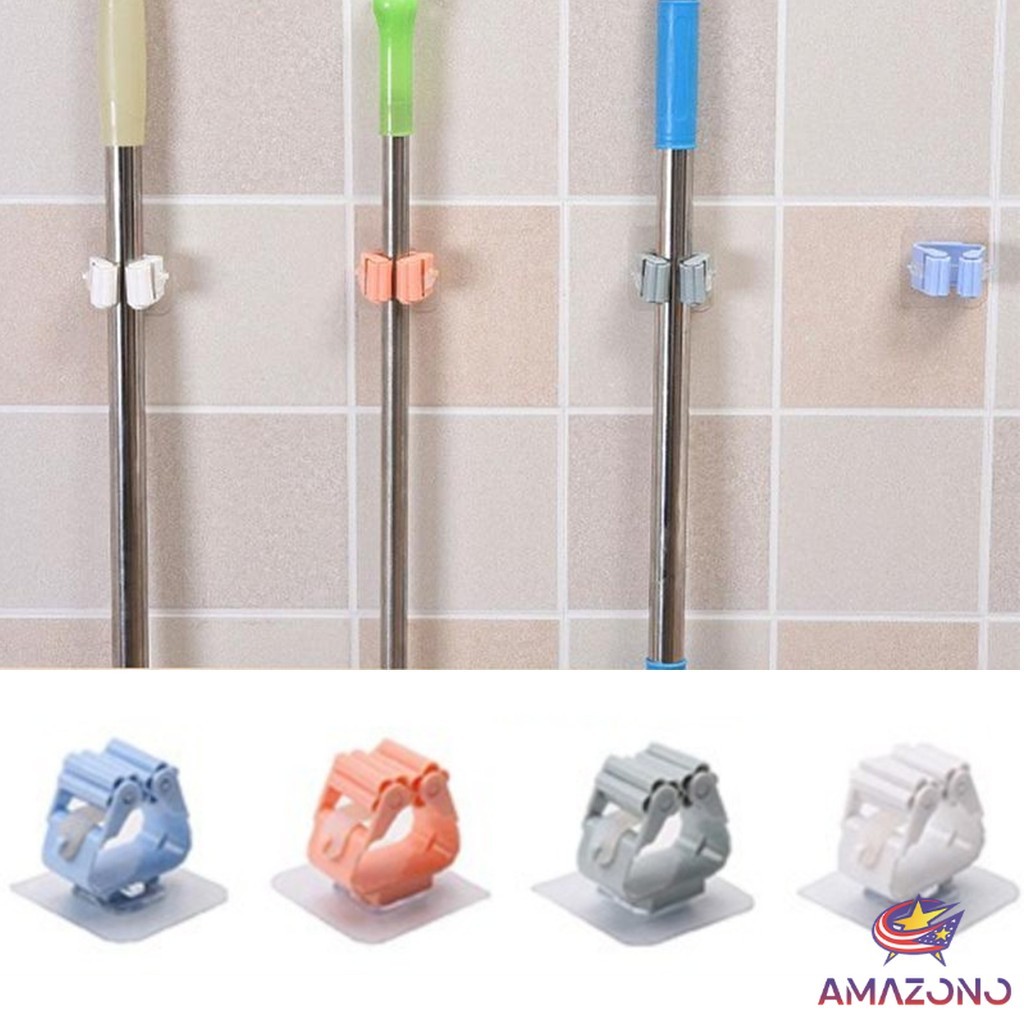 Amaz ที่เก็บไม้กวาด ที่เก็บไม้ถูพื้น ตะขอเก็บไม้ถูพื้น mop ชั้นวางห้องน้ำถ้วยดูด ตะขอเก็บไม้กวาด ตะขอติดผนัง แร็คจัดเก็บ