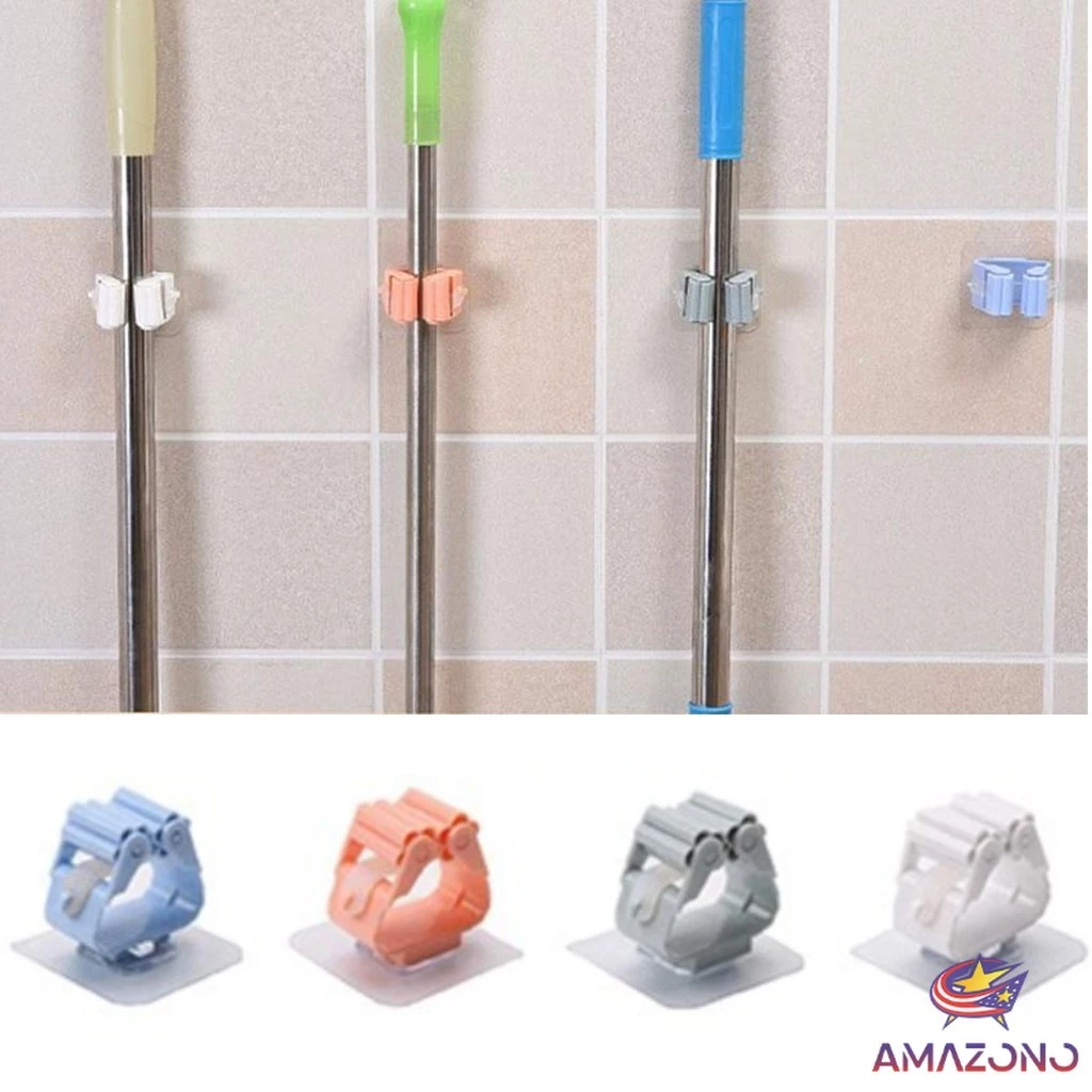 Amaz ที่เก็บไม้กวาด ที่เก็บไม้ถูพื้น ตะขอเก็บไม้ถูพื้น mop ชั้นวางห้องน้ำถ้วยดูด ตะขอเก็บไม้กวาด ตะขอติดผนัง แร็คจัดเก็บ