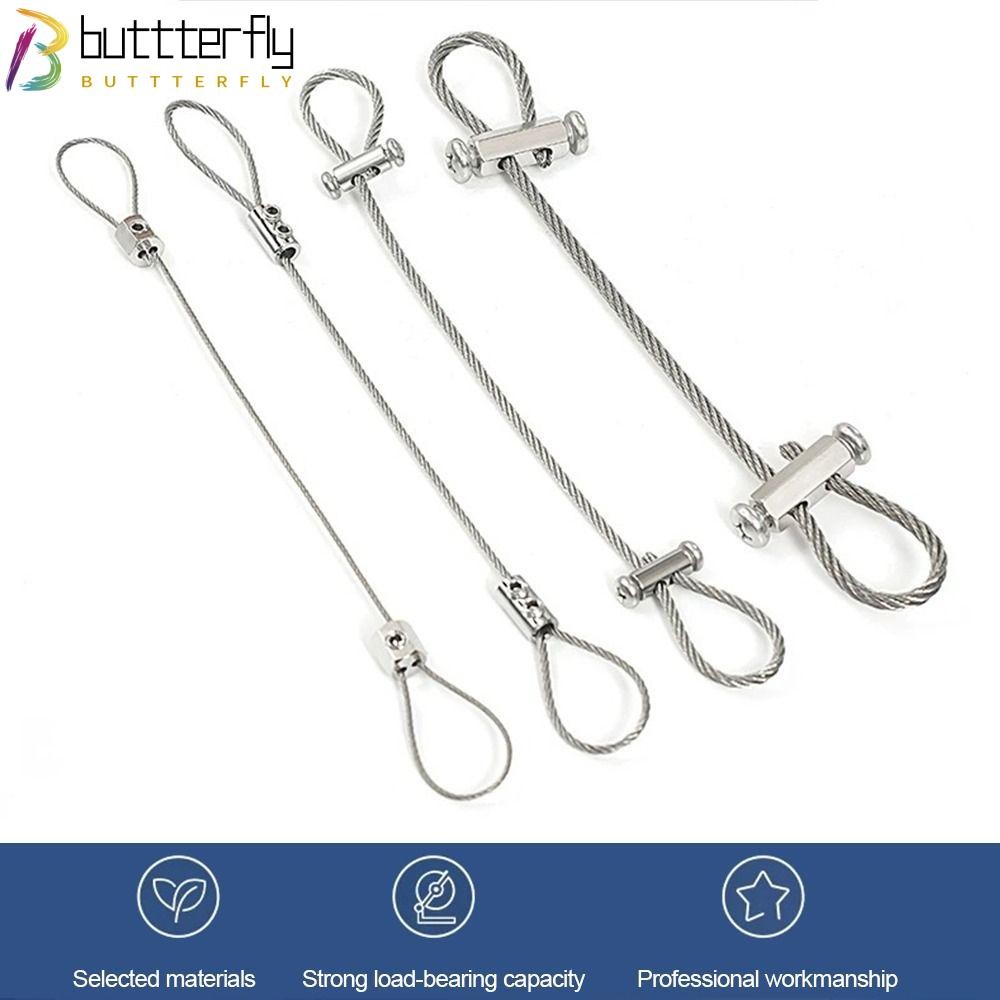 BUTTTERFLY ลวดสลิงปรับได้พร้อมเชือกเส้นเล็กแบบล็อค, สแตนเลส 1.5/2/3/4 มม. สายไฟแขวนแสง