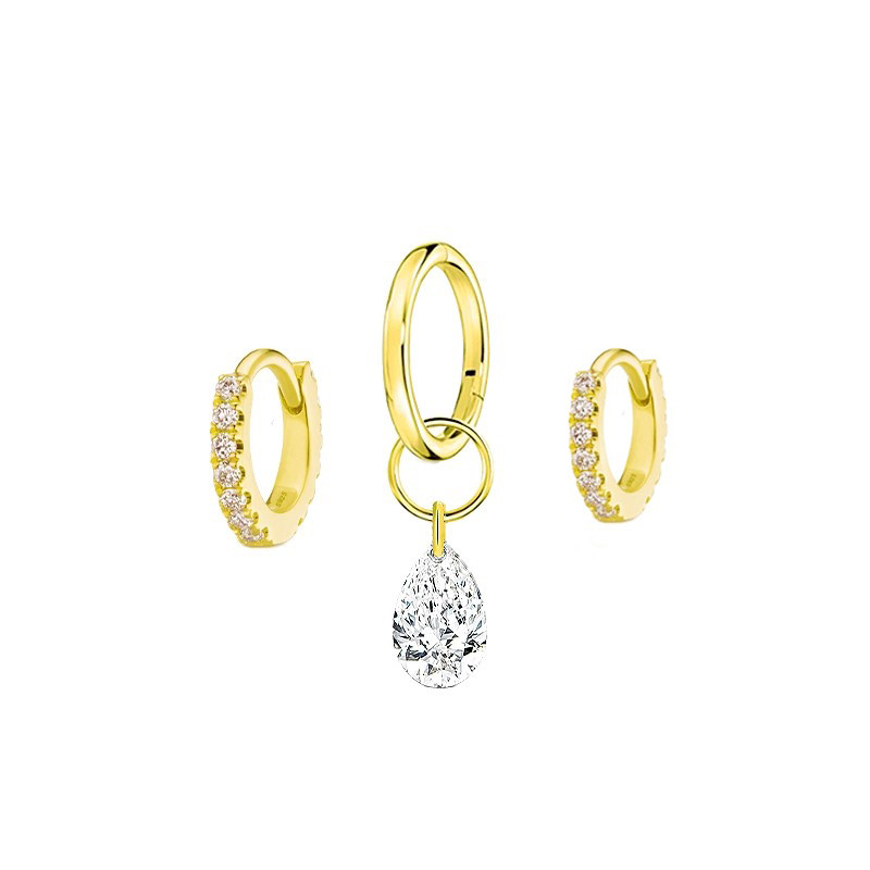 Roselife 14K Gold 3PCS หยดคริสตัลวงกลม Hoop ต่างหูชุดแฟชั่นสำหรับผู้หญิง หลายขนาดรู เครื่องประดับต่างหู ราคา ถูกที่สุด ดีลบีเคเค แกลเลอรีภาพที่ 7