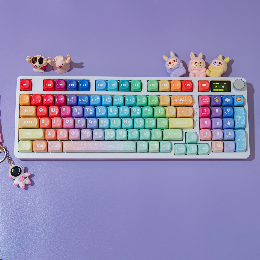 KC98 Pro Thai 2.4G/บลูทูธ/คีย์บอร์ด Esports แบบมีสายพร้อมปุ่มแสดงผล Numpad RGB Full-key Hot Swappabl