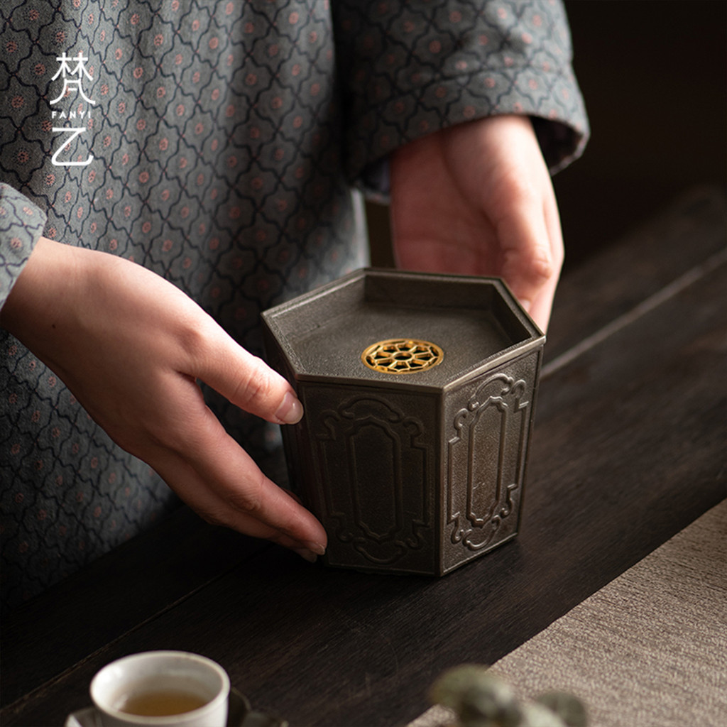 [กวนหยุน] ศิลปะโบราณทําชุดน้ําชากังฟูญี่ปุ่นดีบุกโบราณเจี้ยนสุ่ยชาสารตกค้างถังครัวเรือนดีบุกแห้งชงตารางชาซักผ้าเก็บน้ําเสียถังน้ํา[WF012] - รูปที่ 2