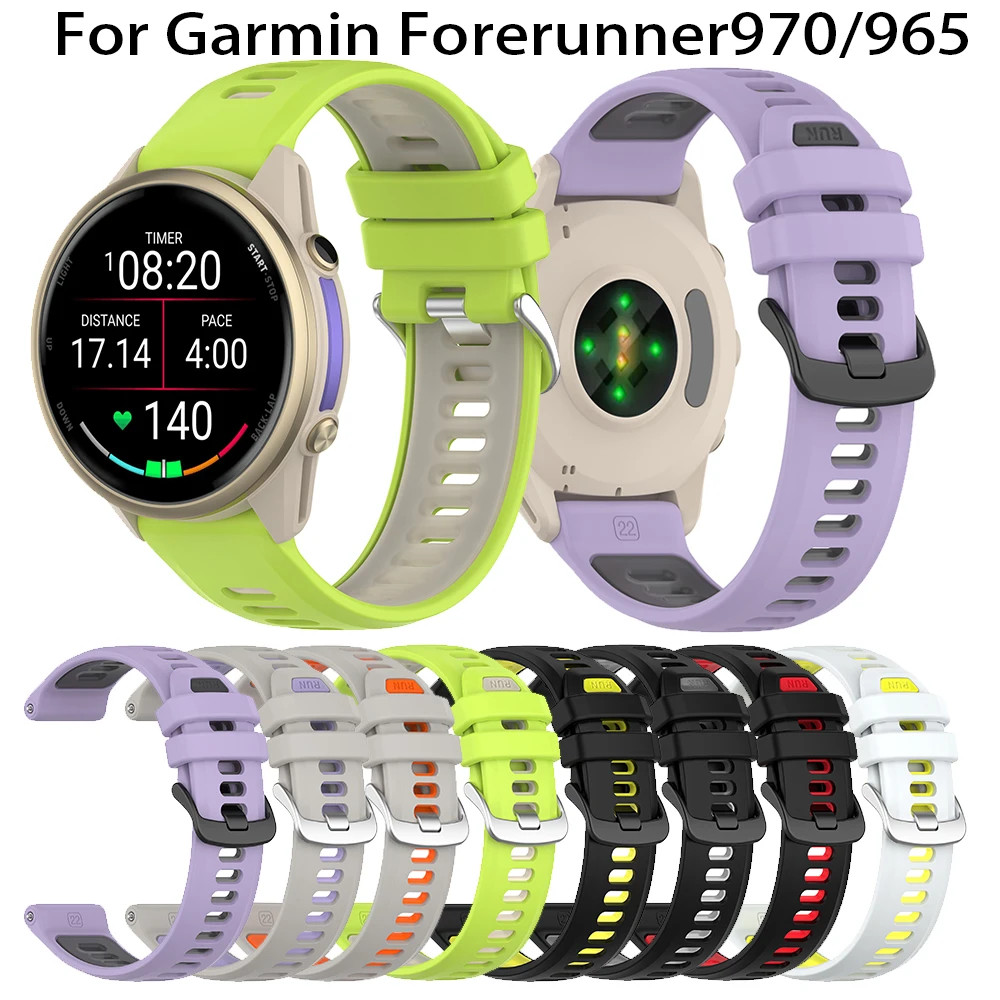 22 มม.สายนาฬิกาสําหรับผู้เบิกทาง Garmin 970/965/965 Solar Soft ซิลิโคน Smartwatch สําหรับ Forerunner