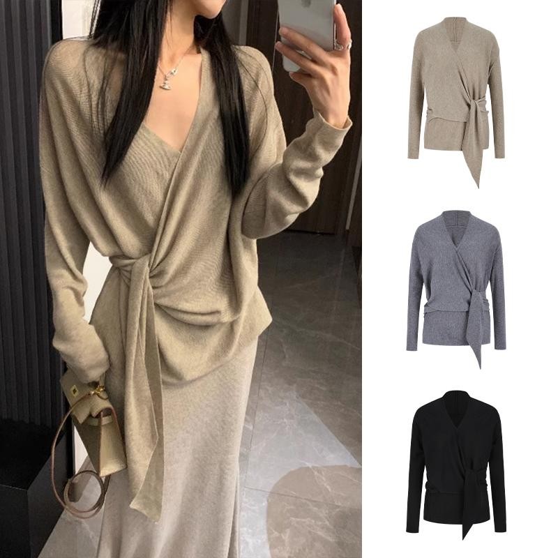 MOESSQUEEN  of Mercy อารมณ์ที่เป็นผู้ใหญ่, ความรู้สึกของผู้หญิง, เสื้อเกาะอกเซ็กซี่, เอว Cinding, ปกปิดเนื้อและกระชับสัดส่วน, 2025 ฤดูใบไม้ร่วงและฤดูหนาวด้านบนใหม่ #59839