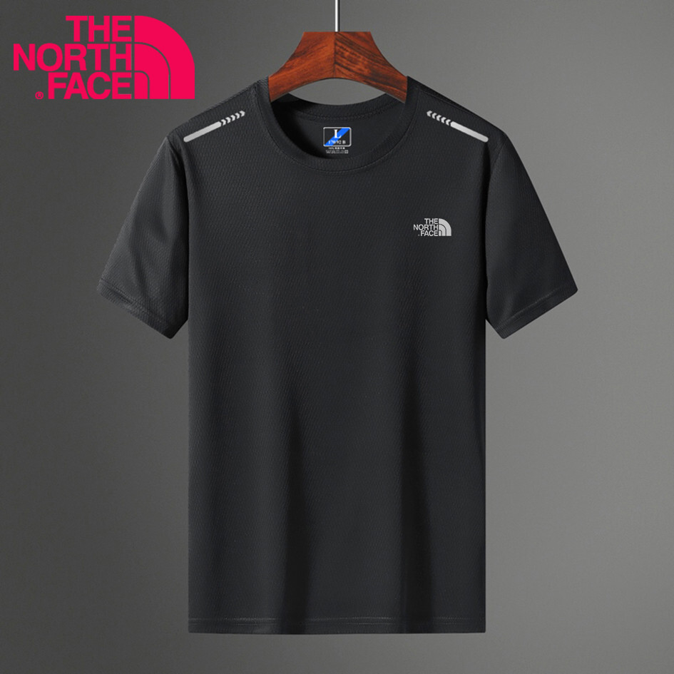 [ขนาดใหญ่] TNF Outdoor Cool เสื้อยืดคอกลมแขนสั้นผ้าไหมน้ําแข็งแขนสั้น Positive Negative logo Mesh Br