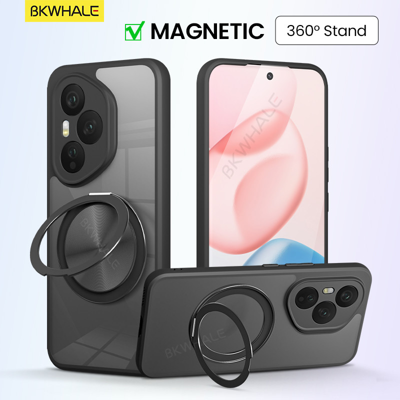 BKWHALE 360° การหมุนวงเล็บแม่เหล็กเคสโทรศัพท์สําหรับ Honor400 Pro Honor500 Honor300 Honor200 สมาร์ท Magic5 Magic6 Magic7 Lite Magic8 Pro X7D X70 X60 Pro X9C Clear Case