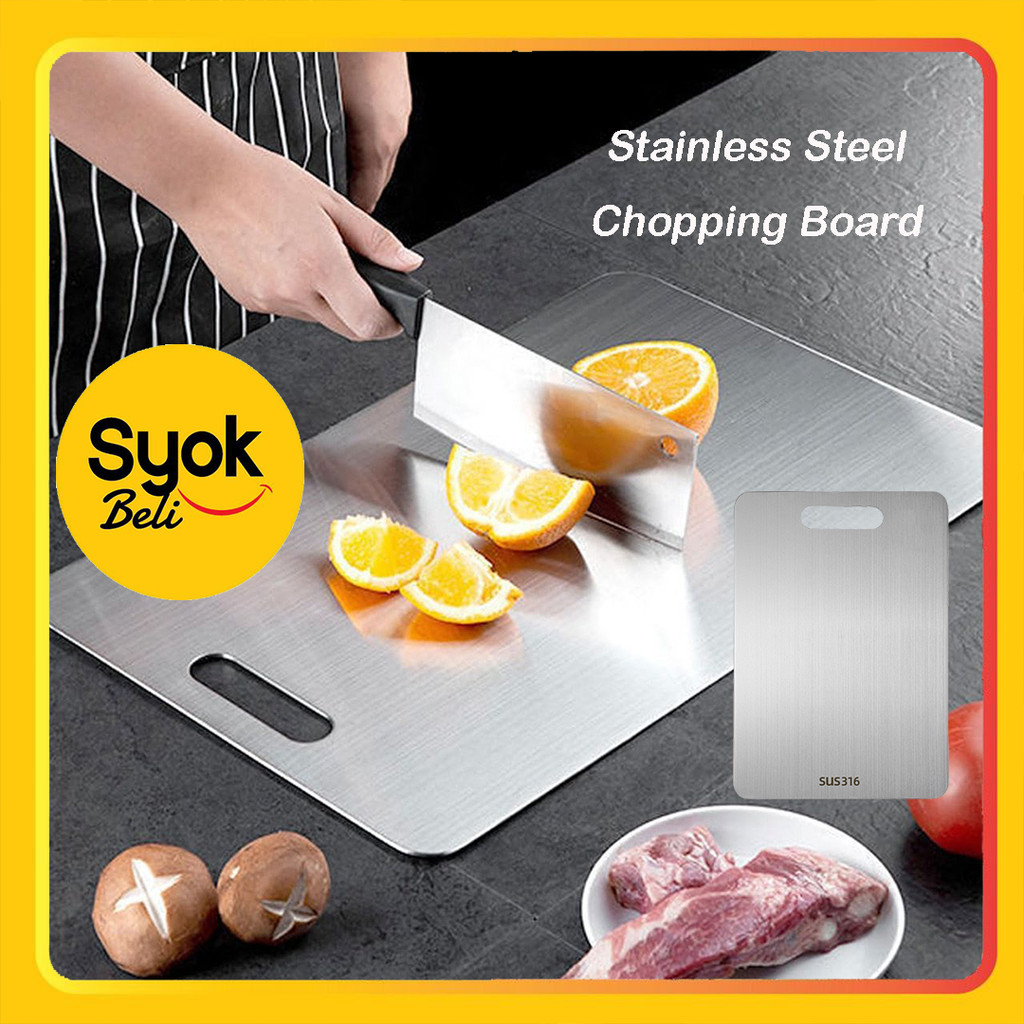 [SYOK]เขียงสแตนเลส 316 เขียงเนื้อผลไม้เกรดอาหารเขียงสองด้าน