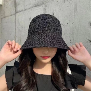 🌞หมวก🌞หมวกแฟชั่น หมวกบักเก็ตถัก กันแดด ตั้งแคมป์ ins ผู้หญิง สีพื้น สไตล์ที่ดี ใหม่ พร้อมส่งจากไทย