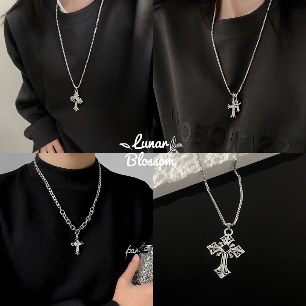Lunar Blossom ✨✨ สร้อยคอ จี้ไม้กางเขน 3 แบบ สร้อยคอโลหะ ราคาที่เอื้อมถึง สไตล์หวานและเผ็ด ส่งไวจากไทย