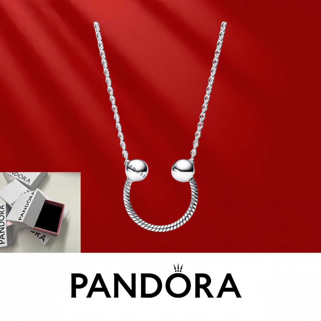 สร้อยคอพร้อมจี้ Pandora Moments U-shape เครื่องประดับเงินแท้ S925 หมายเลข 392747C00