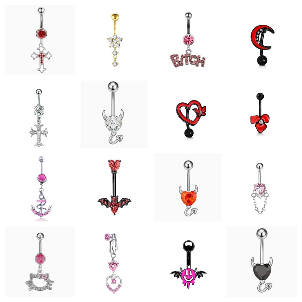 😍จิวสะดือแบบหนีบ😍แบบเจาะใส่ได้ทั้ง2แบบ สแตนเลส แฟชั่นสําหรับผู้หญิง เจาะ สไตล์เกาหลี เครื่องประดับแฟชั่น