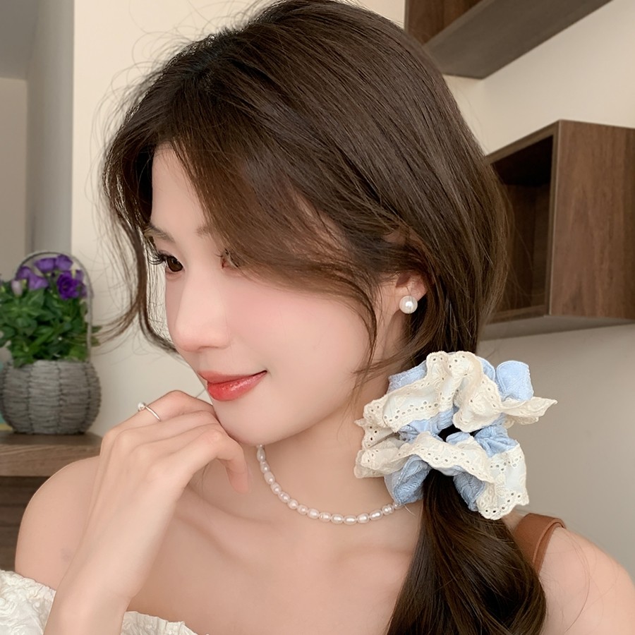 ยางรัดผม ผ้าลูกไม้ ดีไซน์สีตัดกัน ความยืดหยุ่นสูง เกาหลี น่ารัก แฟชั่นเครื่องประดับผม มีให้เลือกหลายสไตล์