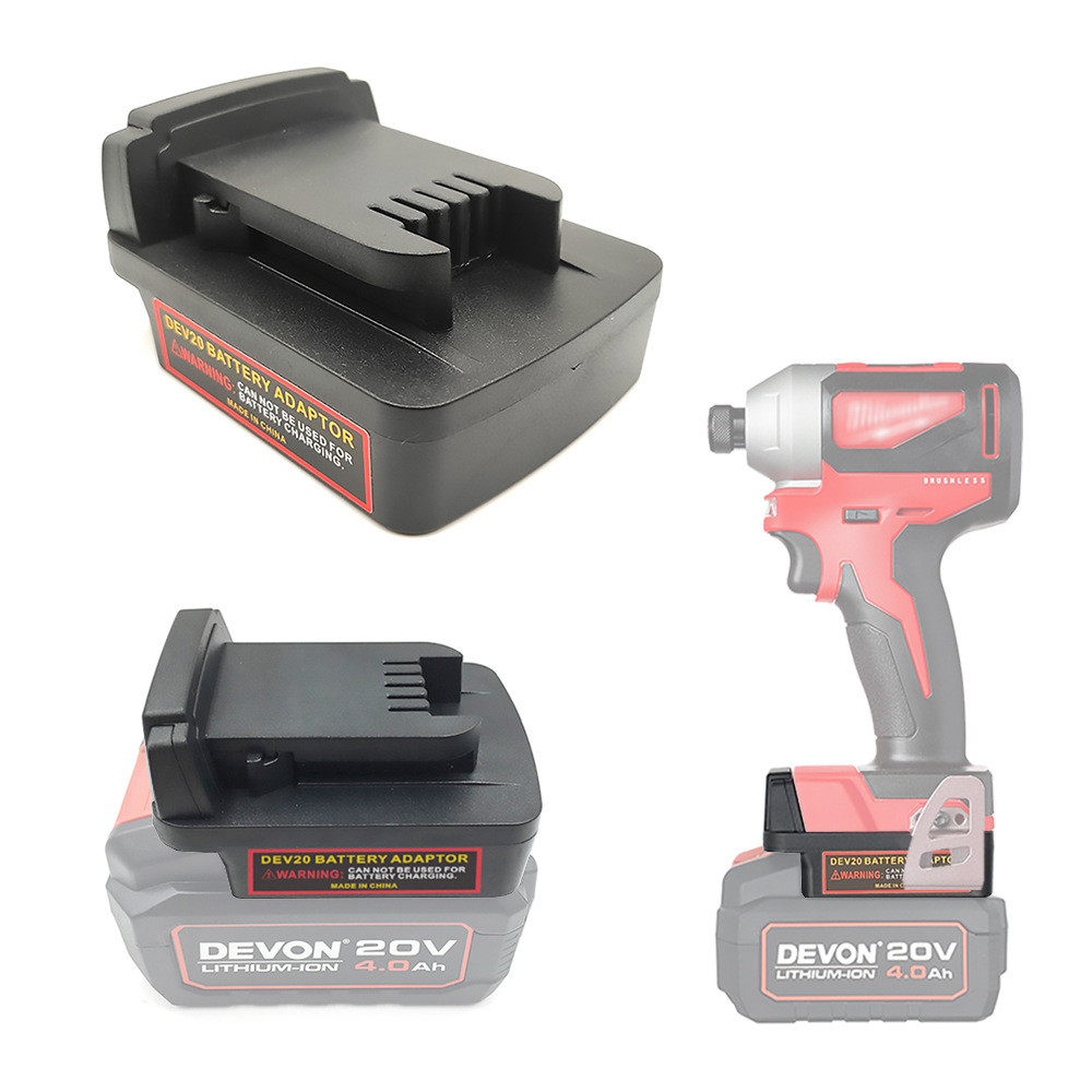 ตัวแปลงขนาดใหญ่พร้อมแบตเตอรี่ลิเธียม 20V ถึง Mil waukee waukee M18 18V เครื่องมือแบตเตอรี่ลิเธียม