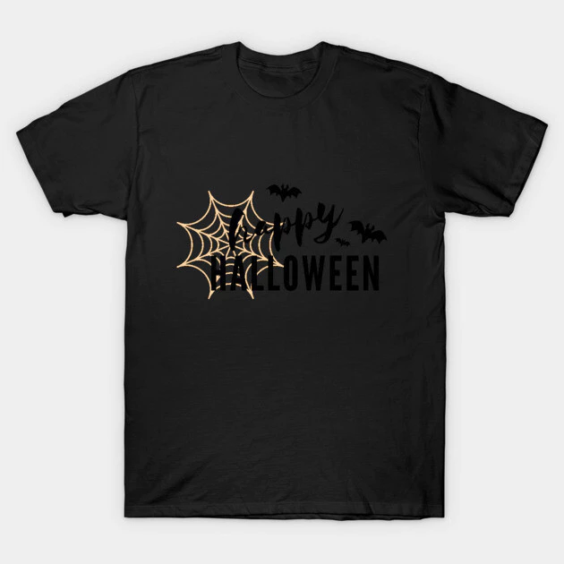 เสื้อยืด Vintage Happy Halloween Orange and Black T-Shirt Cotton 100%