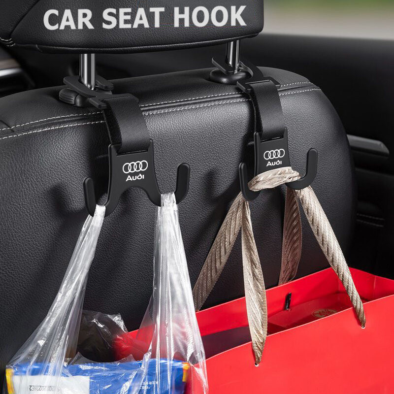 2pcs รถที่นั่งด้านหลังมัลติฟังก์ชั่ตะขอขนาดเล็กเหมาะสําหรับ Audi Q8 A8 A4 A6 A7 Q3 Q2 Q5 Q7 RS3 RS4 