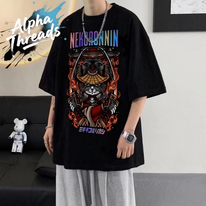 (จัดส่งตลอด 24 ชั่วโมง) เสื้อยืดผู้ชายเท่ๆ เสื้อคอกลม-แขนสั้น สกรีนลายอนิเมะสุดเท่ oversize เสื้อยืดสตรีทแฟชั่นชายสุดฮิต