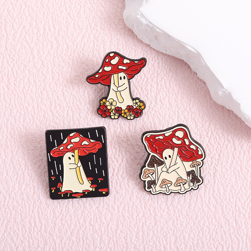เข็มกลัดและป้ายกระเป๋าเป้น่ารักแบบเคลือบ Pin Ghost พร้อมลวดลายเห็ด ของขวัญที่เพื่อนๆจะชอบ - รูปที่ 6