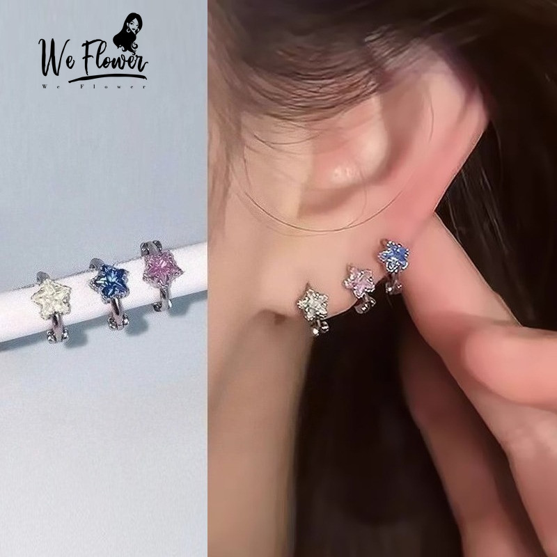 ต่างหูสแตลเลสส์เงางามพร้อมคริสตัลสำหรับผู้หญิงสไตล์แฟชั่น