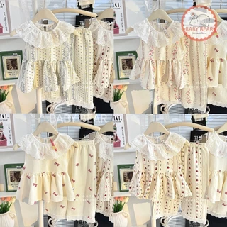 ชุดเสื้อ เสื้อแขนสั้น+กางเกงขายาว แฟชั่นสไตล์เกาหลีเด็กผู้หญิง พิมพ์ลายน่ารักๆ